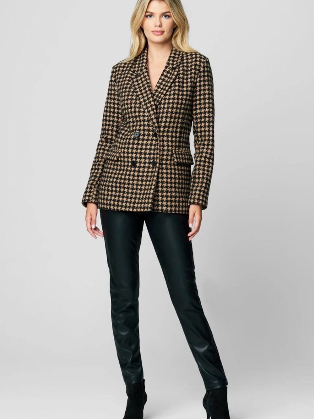 NWOT Blank NYC Women’s Book Club Houndstooth Double-Breasted Blazer Size S
